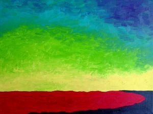 Red Lake Green Blue Sky